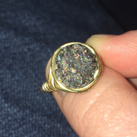 Handmade Purple Sparkle Druzy Ring Size 7 - Picture 1 of 6